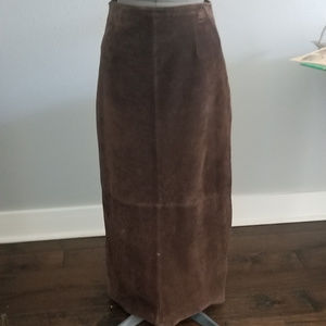 Brown Maxi 100% Leather skirt